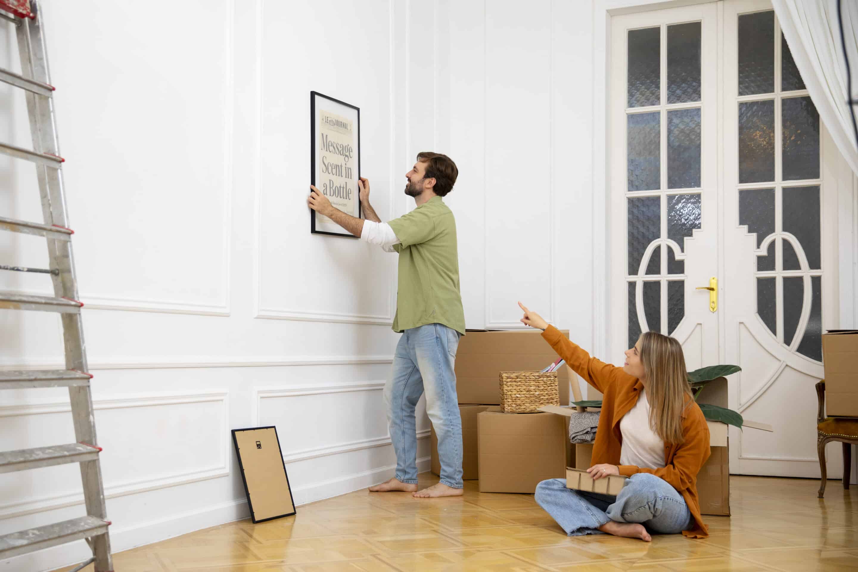 young couple moving new home